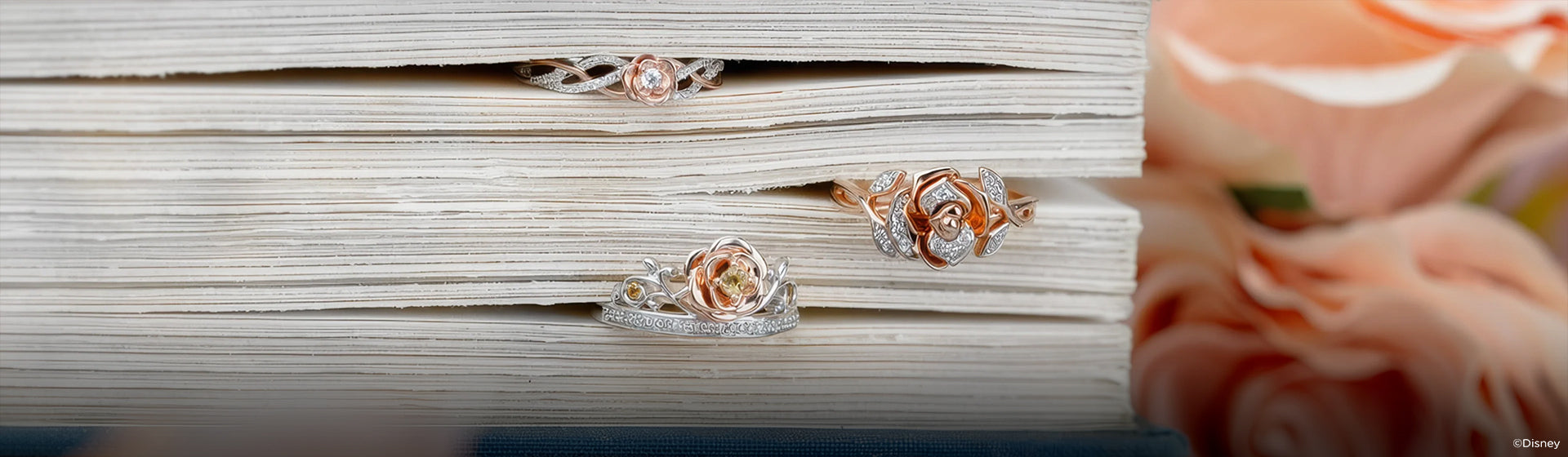 Disney's Belle Inspired Diamond And Gemstone Jewelry Desktop Banner