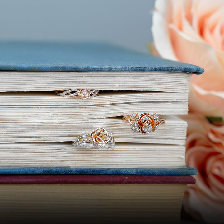 Explore diamond and gemstone earrings inspired by Disney's Belle Mobile Banner