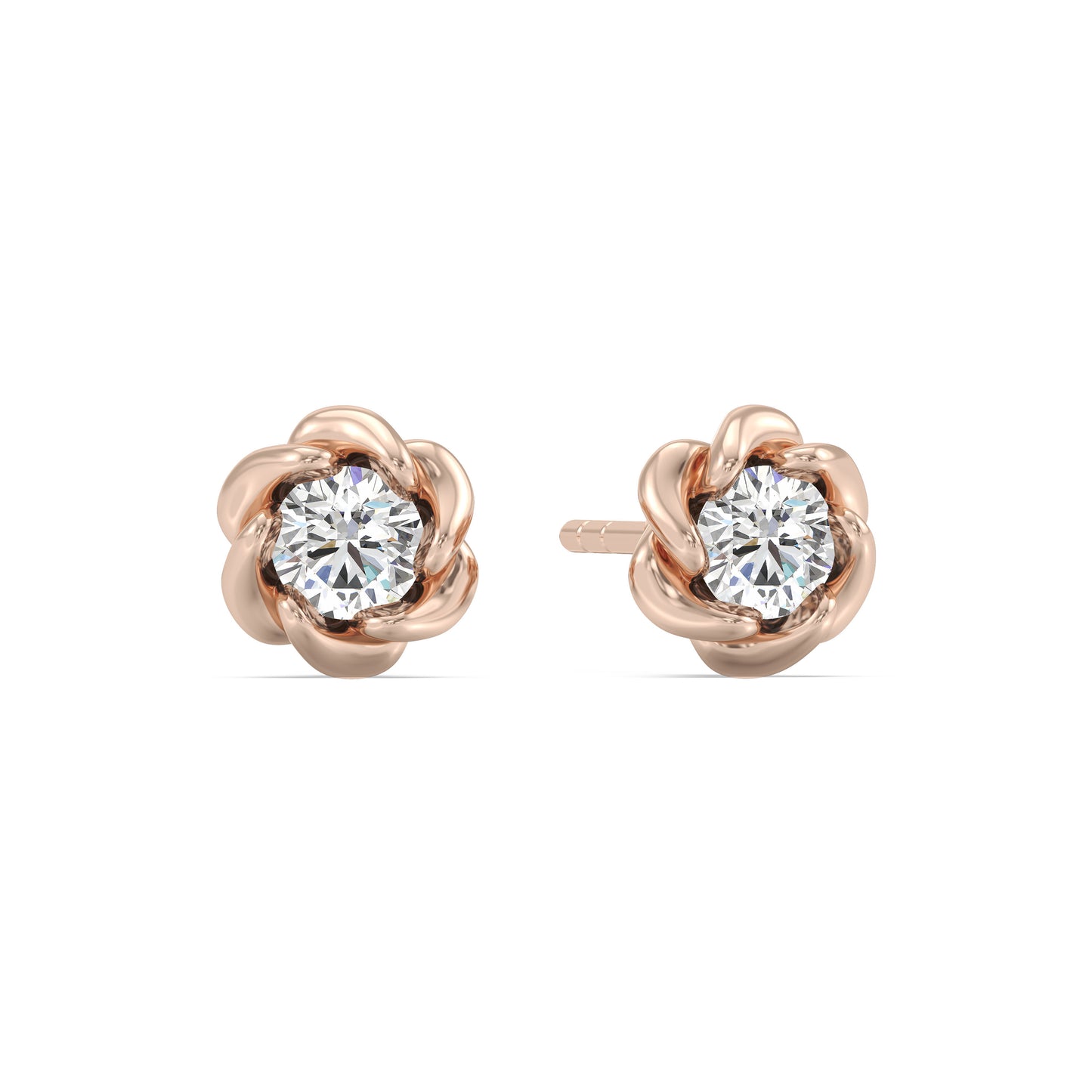 Enchanted Star Lab Grown Diamond 10K Gold Belle Rose Stud Earrings