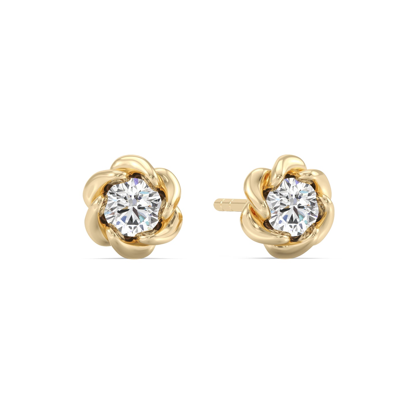 Enchanted Star Lab Grown Diamond 10K Gold Belle Rose Stud Earrings