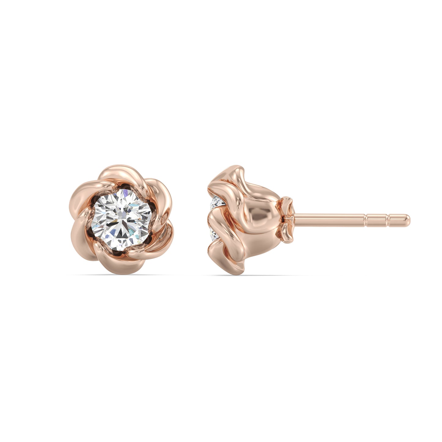 Enchanted Star Lab Grown Diamond 10K Gold Belle Rose Stud Earrings