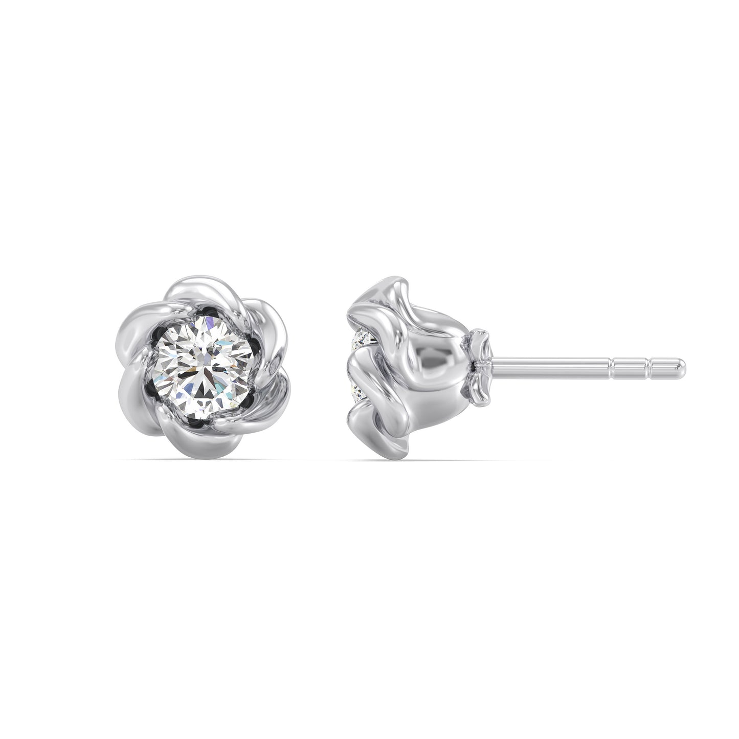 Enchanted Star Lab Grown Diamond 10K Gold Belle Rose Stud Earrings
