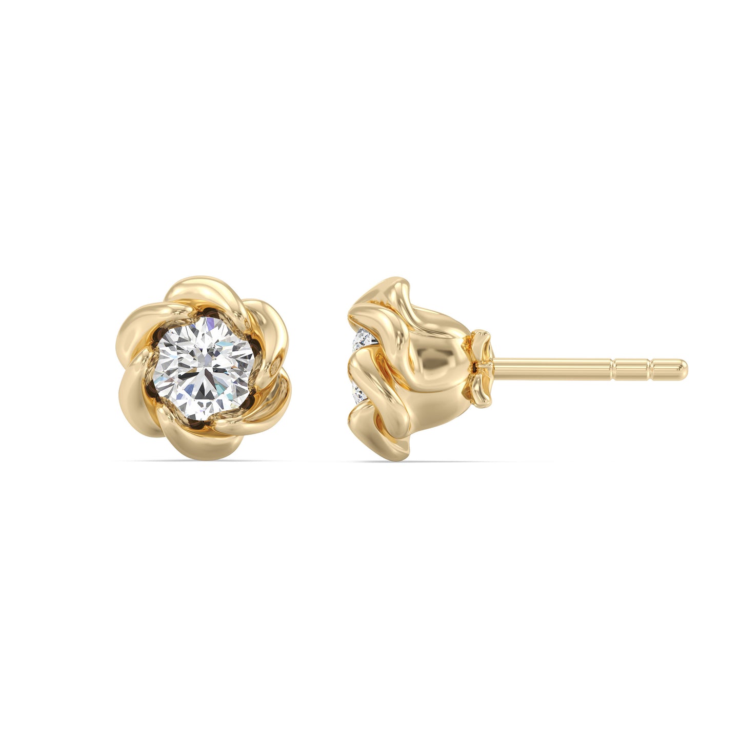 Enchanted Star Lab Grown Diamond 10K Gold Belle Rose Stud Earrings