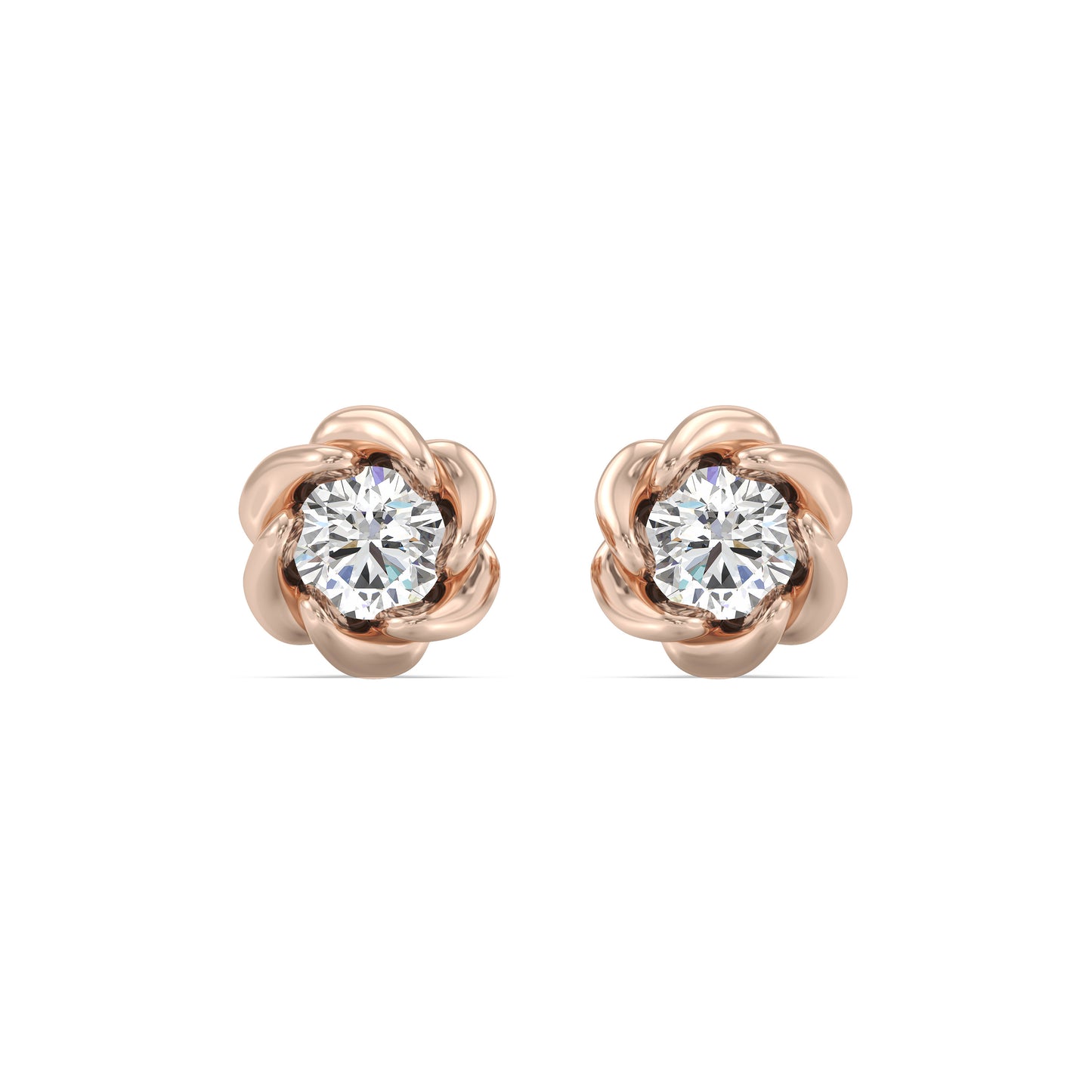 Enchanted Star Lab Grown Diamond 10K Gold Belle Rose Stud Earrings