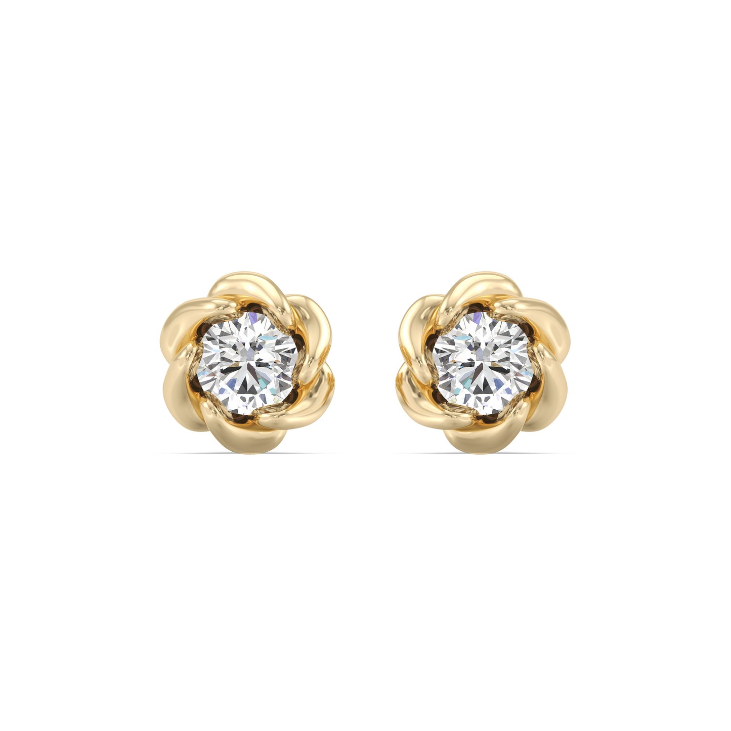 Enchanted Star Lab Grown Diamond 10K Gold Belle Rose Stud Earrings
