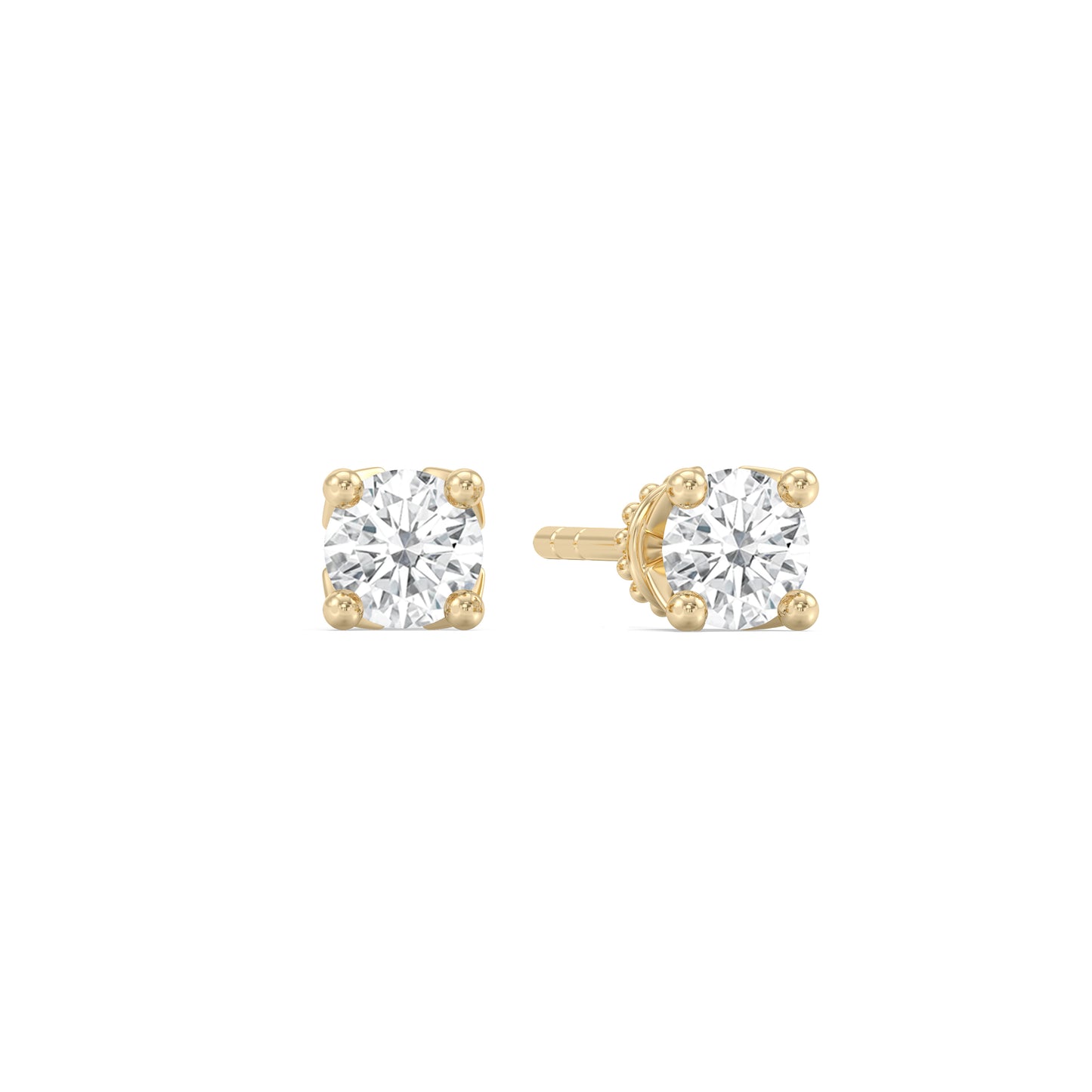 Enchanted Star Lab Grown Diamond 10K Gold Majestic Princess V Prong Stud Earrings