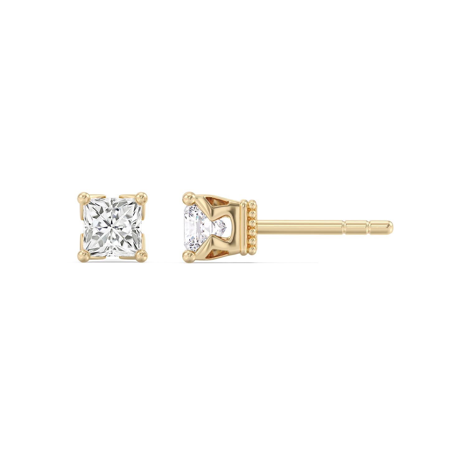 Enchanted Star Lab Grown Diamond 10K Gold Majestic Princess Stud Earrings