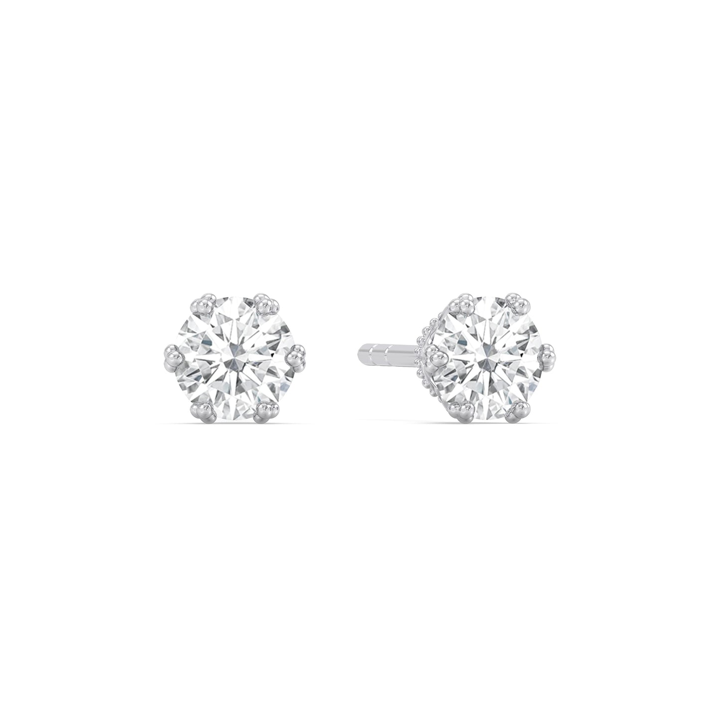 Enchanted Star Lab Grown Diamond 10K Gold Majestic Princess Tiara Stud Earrings