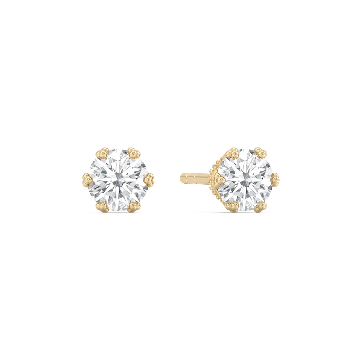 Enchanted Star Lab Grown Diamond 10K Gold Majestic Princess Tiara Stud Earrings