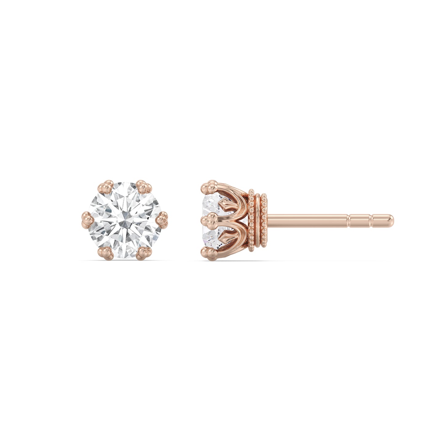 Enchanted Star Lab Grown Diamond 10K Gold Majestic Princess Tiara Stud Earrings