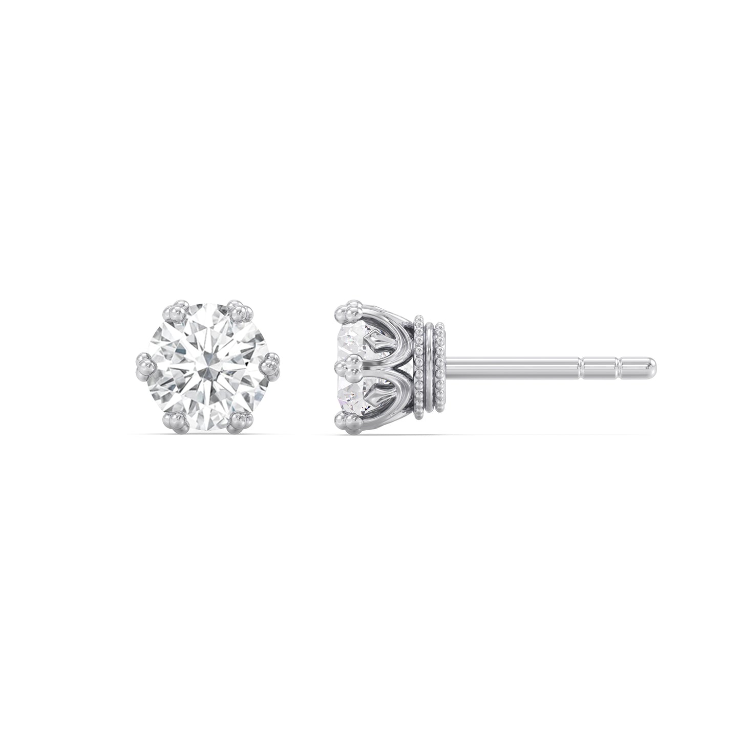 Enchanted Star Lab Grown Diamond 10K Gold Majestic Princess Tiara Stud Earrings