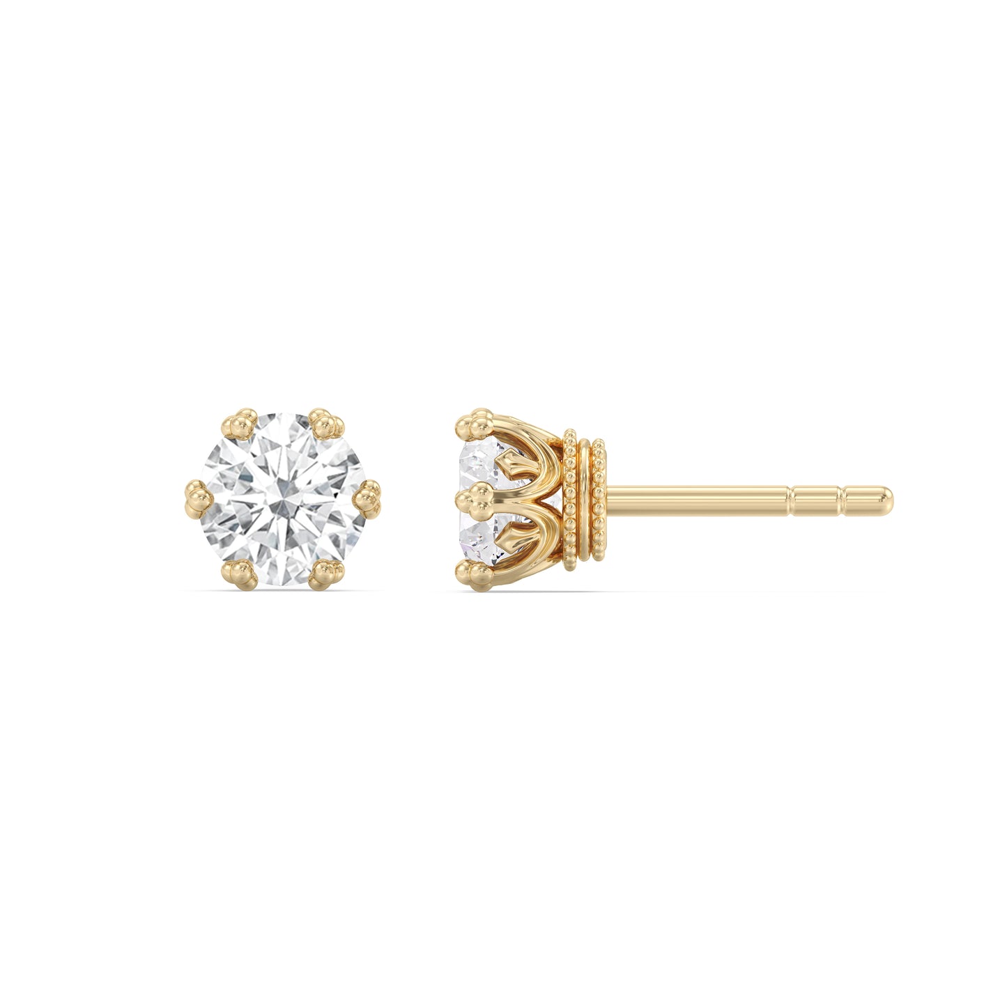 Enchanted Star Lab Grown Diamond 10K Gold Majestic Princess Tiara Stud Earrings