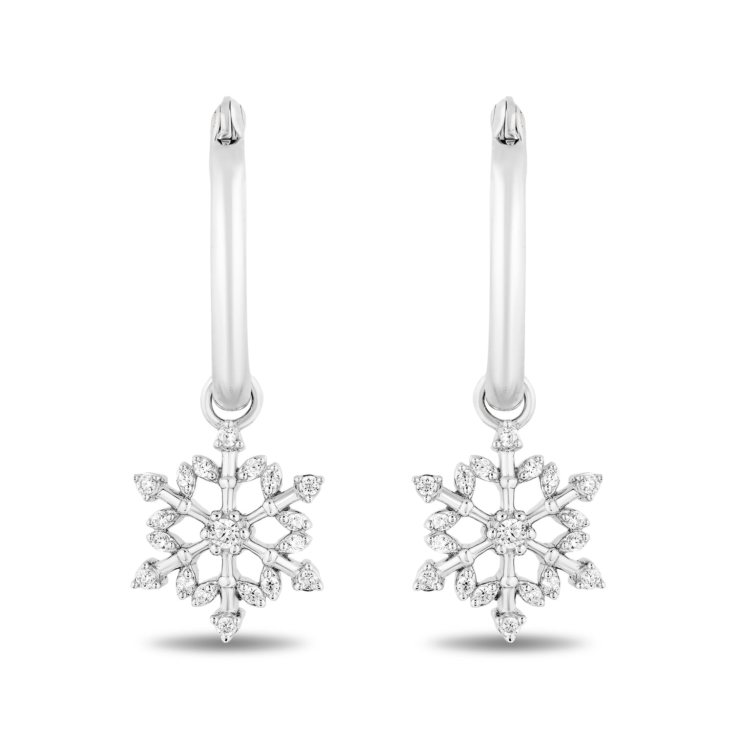 Enchanted Disney Fine Jewelry Sterling Silver with 1/5 CTTW Diamonds Elsa Snowflake Earrings