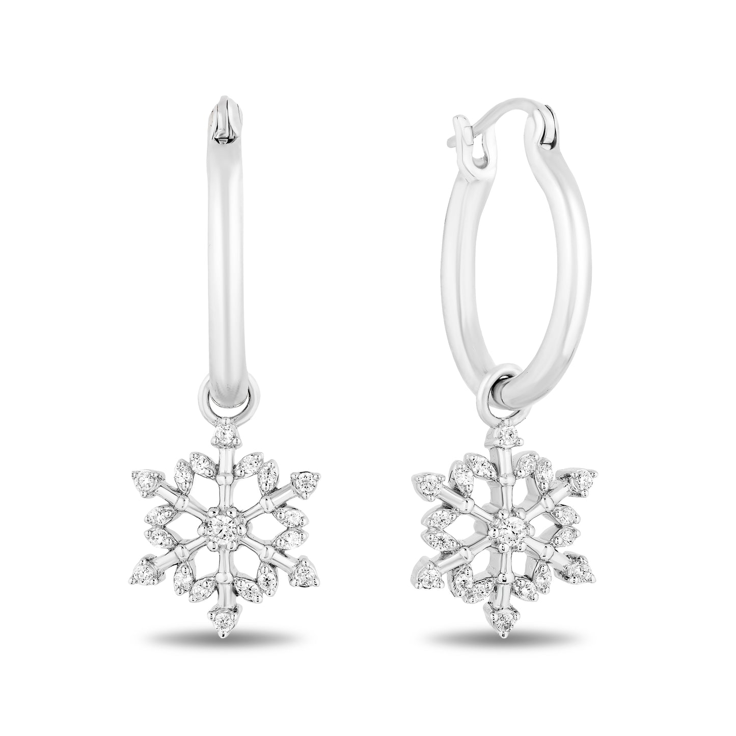 Enchanted Disney Fine Jewelry Sterling Silver with 1/5 CTTW Diamonds Elsa Snowflake Earrings
