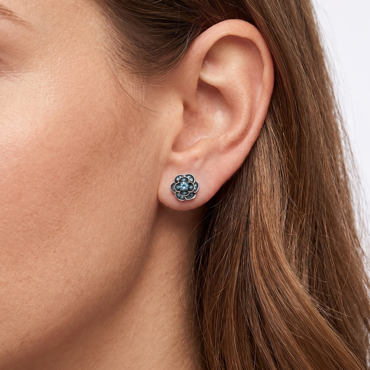 Enchanted Disney Fine Jewelry Sterling Silver London Blue Topaz Cinderella Gardenia Stud Earrings