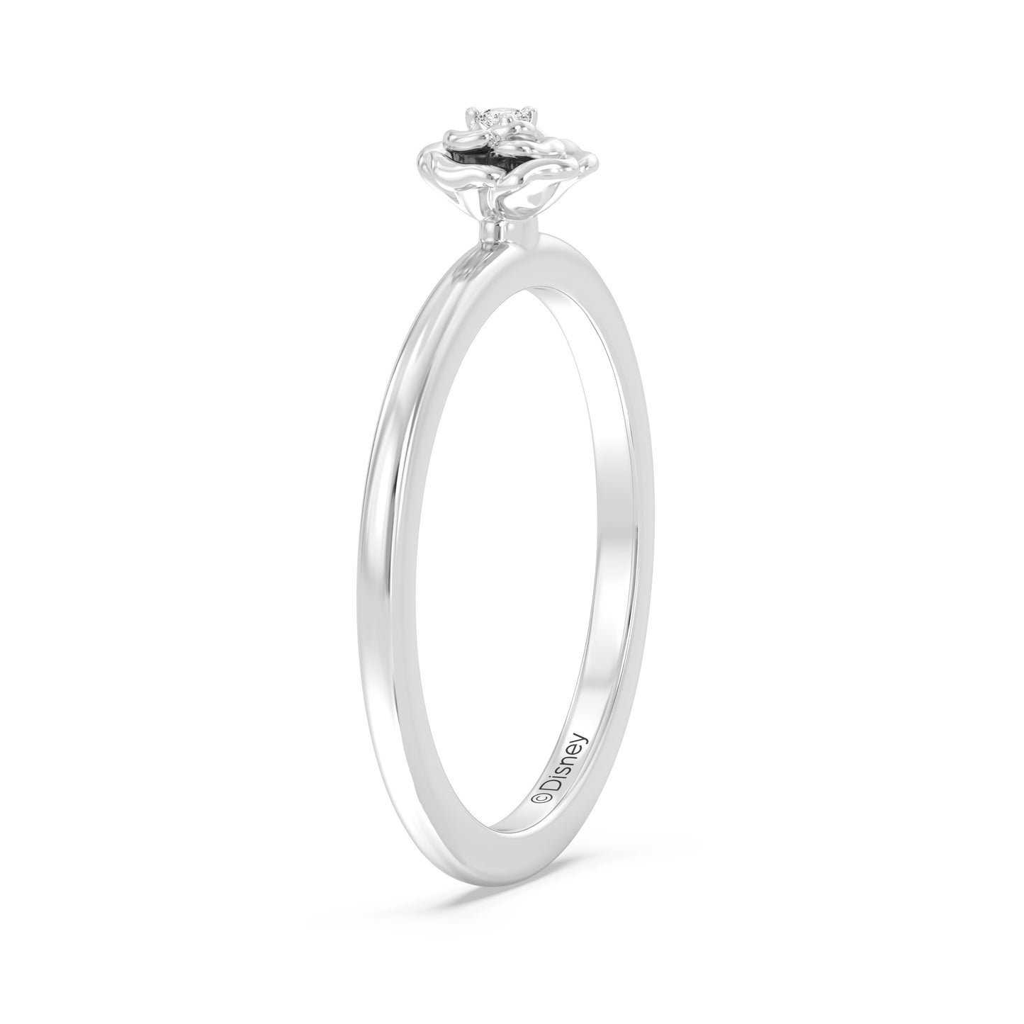 Enchanted Disney Fine Jewelry Sterling Silver with 1/20 CTTW Diamonds Belle Ring