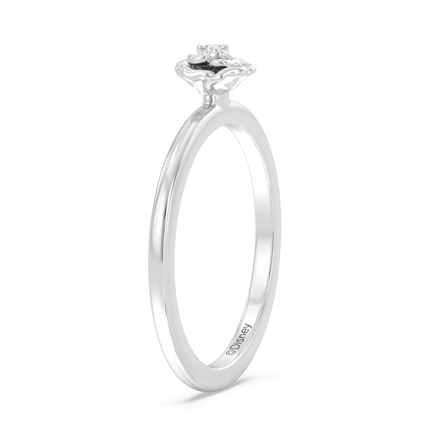 Enchanted Disney Fine Jewelry Sterling Silver with 1/20 CCTW Diamonds, Disney Princess Belle Ring