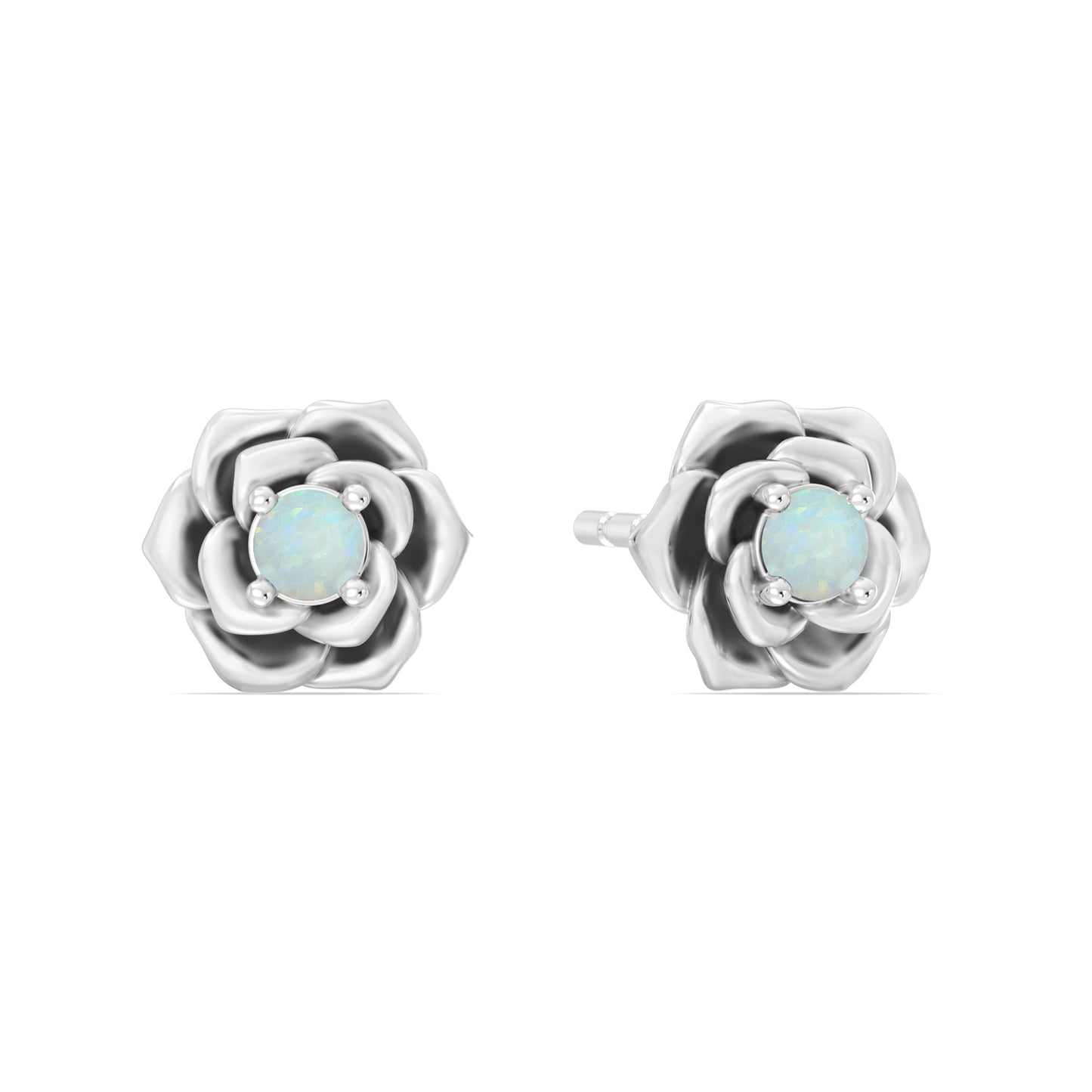 Enchanted Disney Fine Jewelry Sterling Silver with Created Opal, Disney Princess Cinderella Earrings