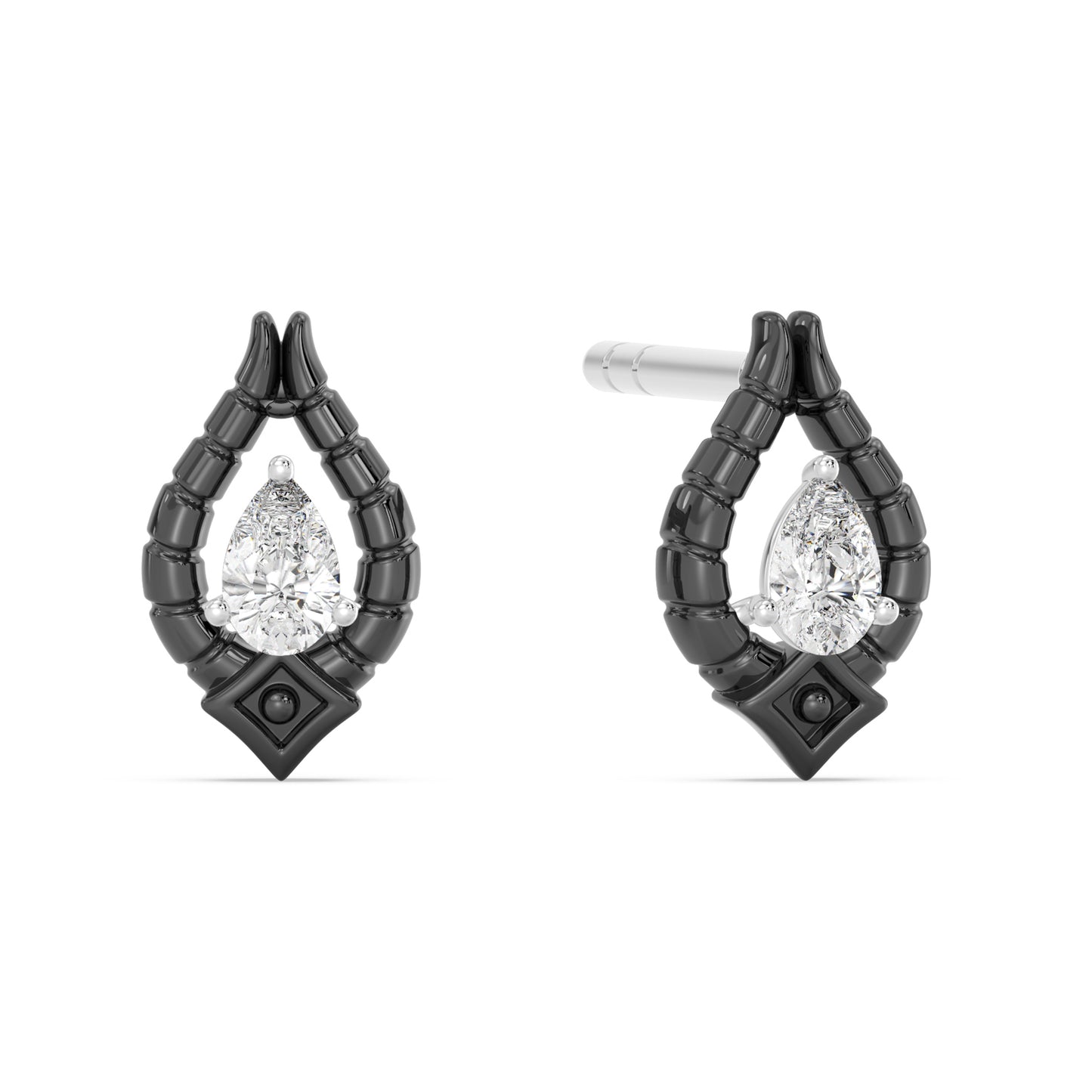 Enchanted Disney Fine Jewelry Black Rhodium over Sterling Silver with 1/10 CTTW Lab Grown Diamond Maleficent Earrings
