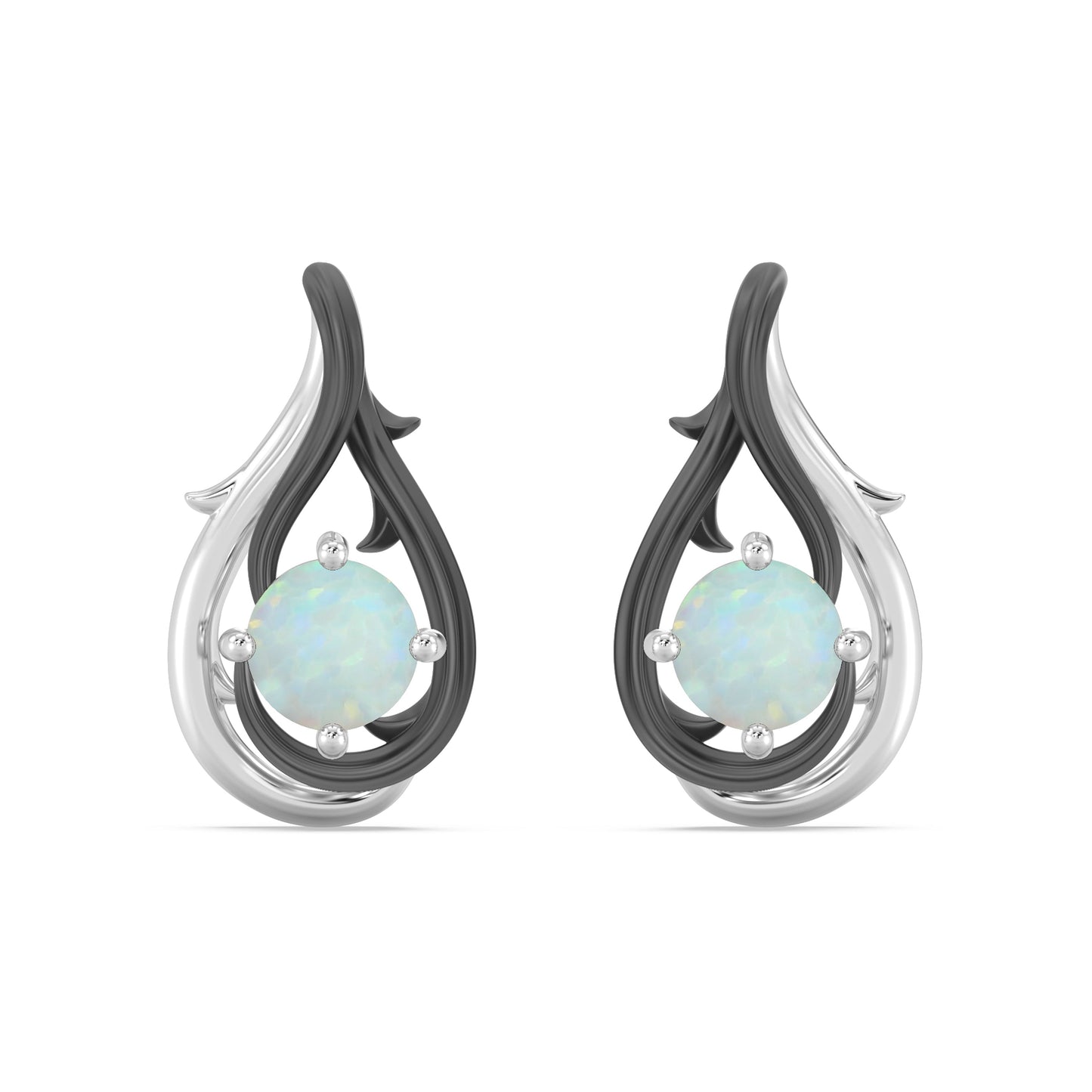 Enchanted Disney Fine Jewelry Sterling Silver and Black Rhodium with Created Opal, Disney Villain Maleficent Earrings