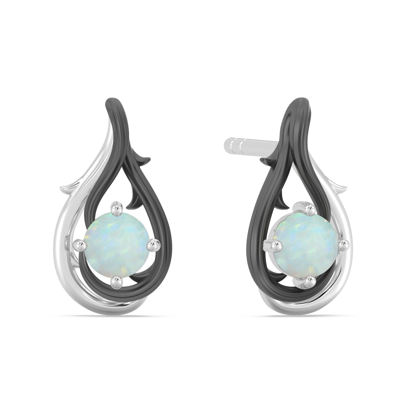 Enchanted Disney Fine Jewelry Sterling Silver and Black Rhodium with Created Opal, Disney Villain Maleficent Earrings