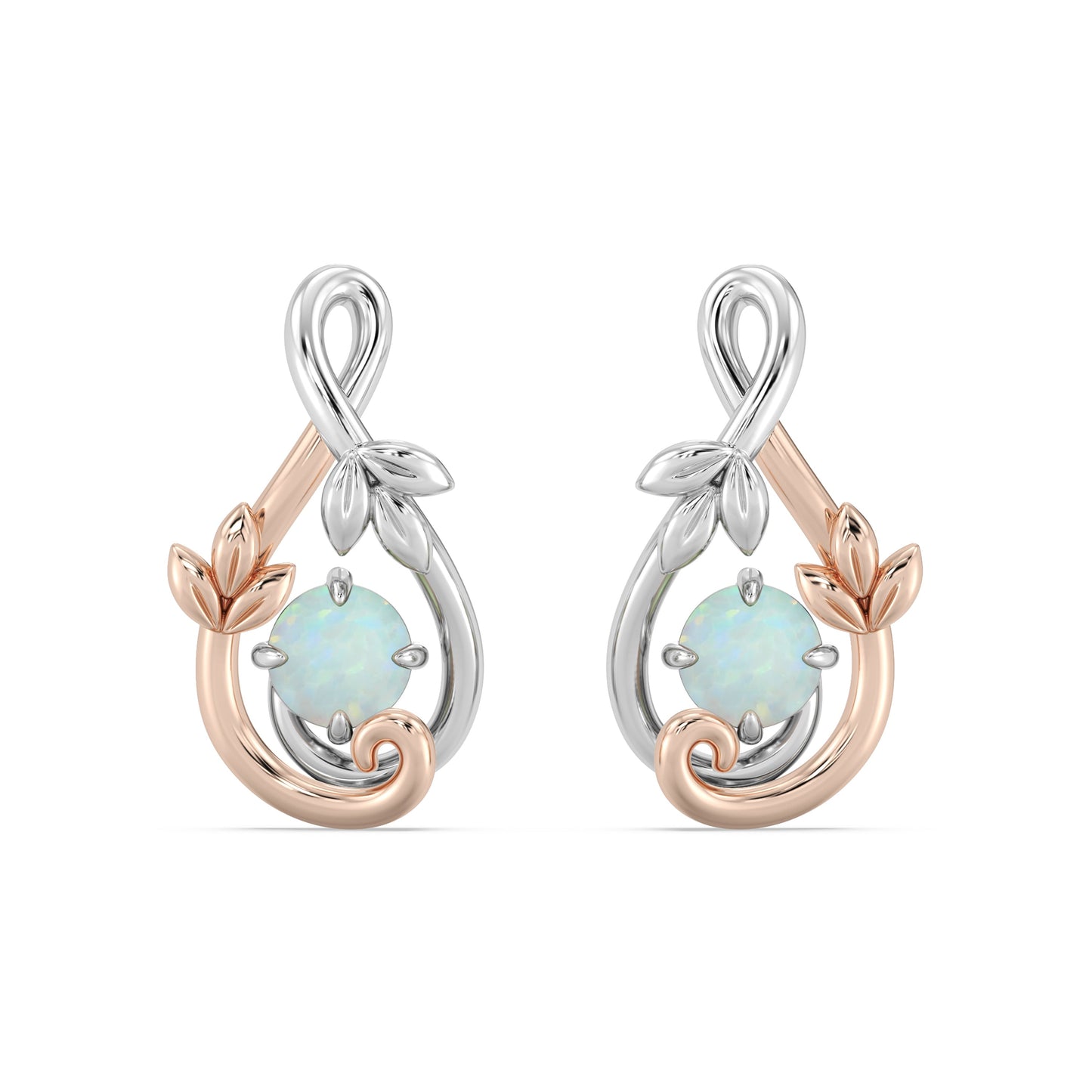Enchanted Disney Fine Jewelry Pink Gold Plating over Sterling Silver with Created Opal, Disney Princess Rapunzel Earrings