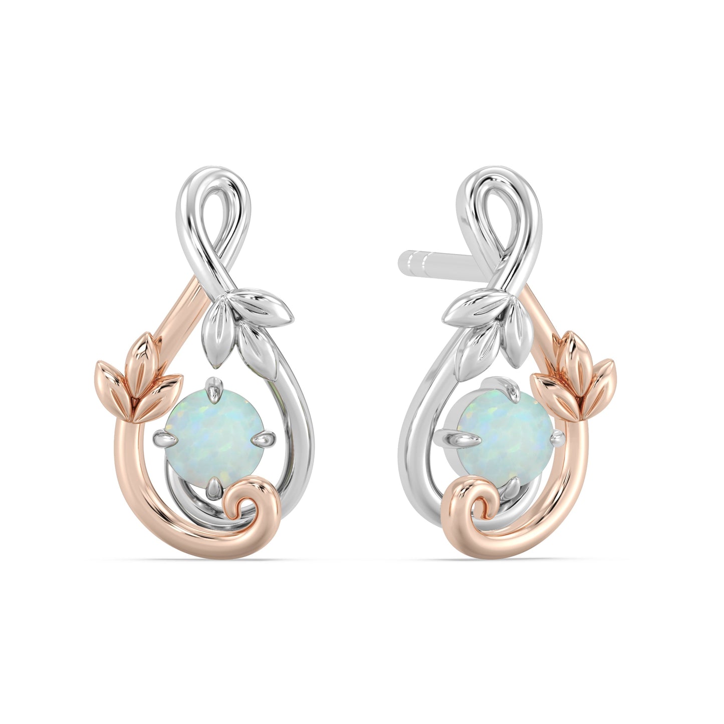 Enchanted Disney Fine Jewelry Pink Gold Plating over Sterling Silver with Created Opal, Disney Princess Rapunzel Earrings