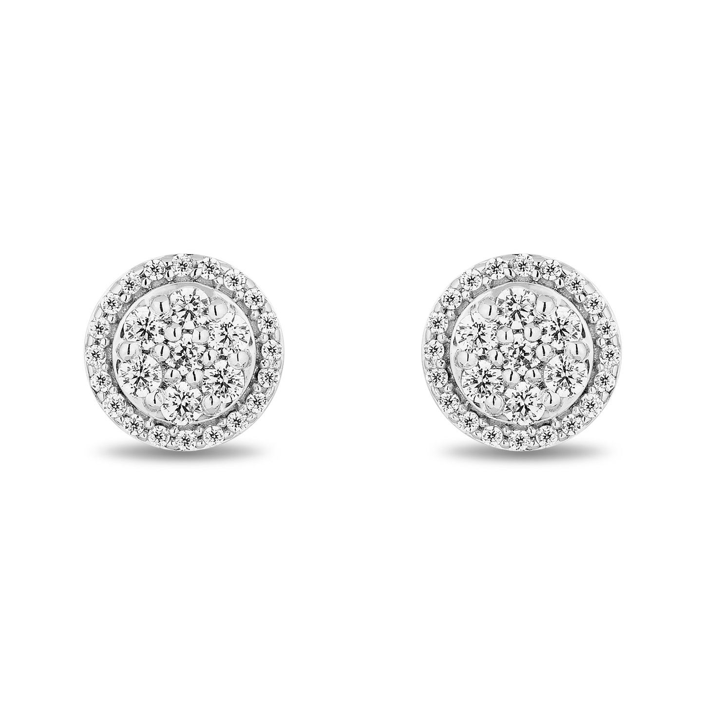 Enchanted Disney Fine Jewelry Sterling Silver and 10K Yellow Gold with 1/4 CTTW Diamonds Jasmine Stud Earrings