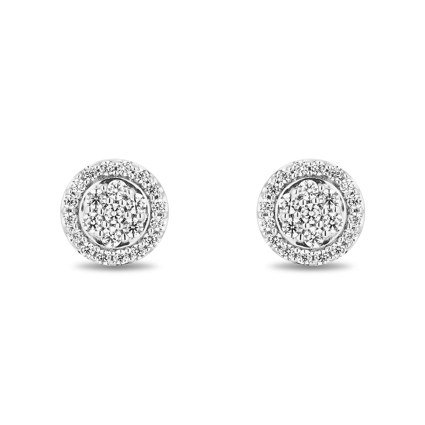 Enchanted Disney Fine Jewelry Sterling Silver and 10K Rose Gold with 1/6 CTTW Diamonds Belle Stud Earrings