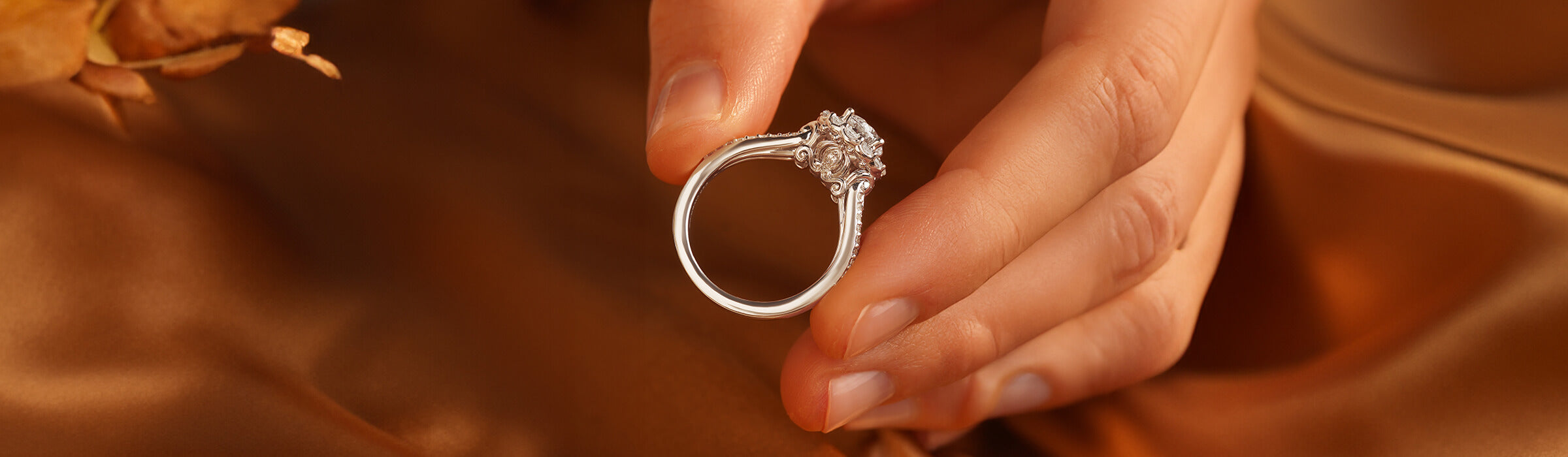 White Gold Diamond Engagement Rings Desktop Banner