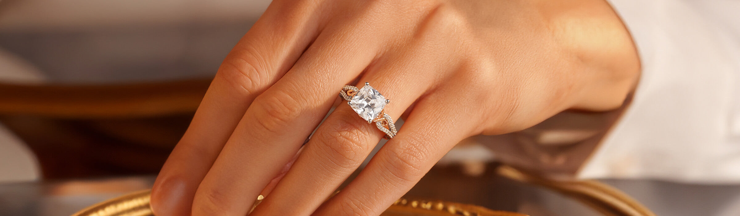 Cushion Cut Diamond Engagement Rings Desktop Banner