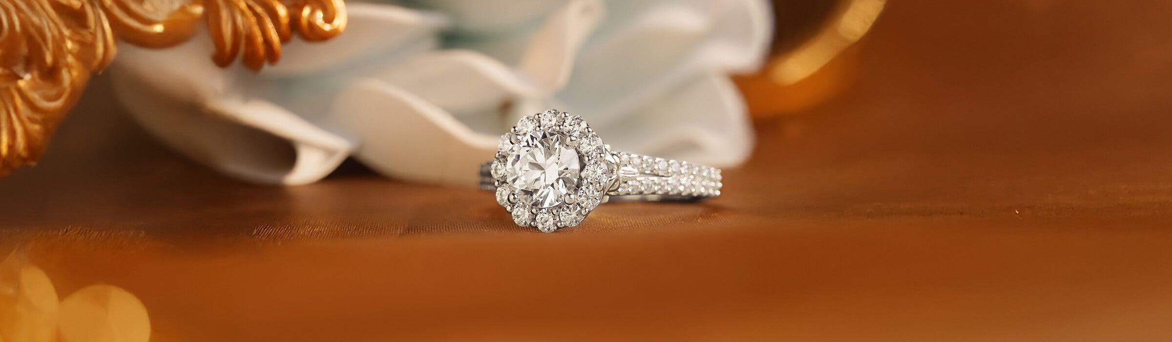 Halo Diamond Engagement Rings Desktop Banner