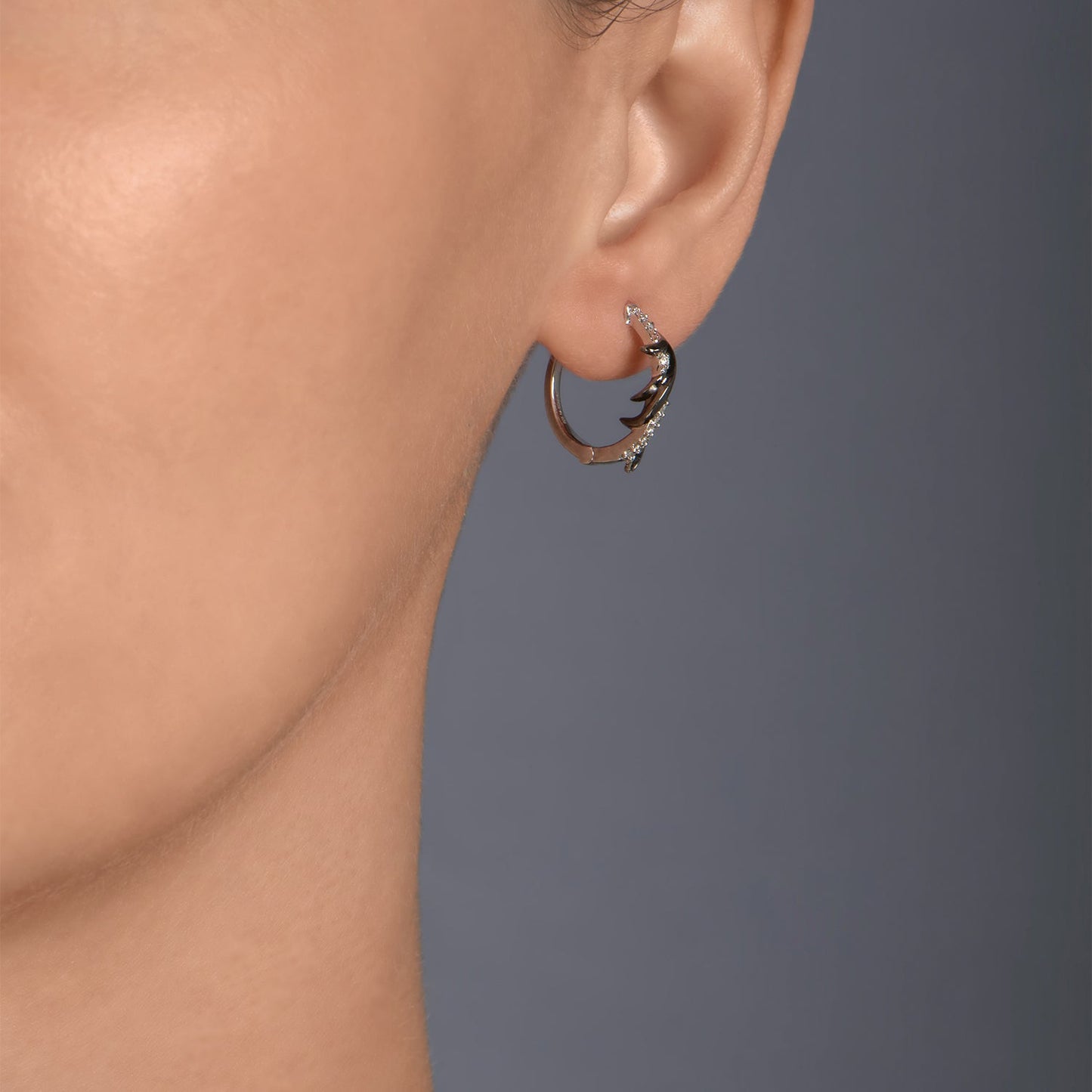 Enchanted Disney Fine Jewelry Black Rhodium over Sterling Silver with 1/10 CTTW Maleficent Earrings