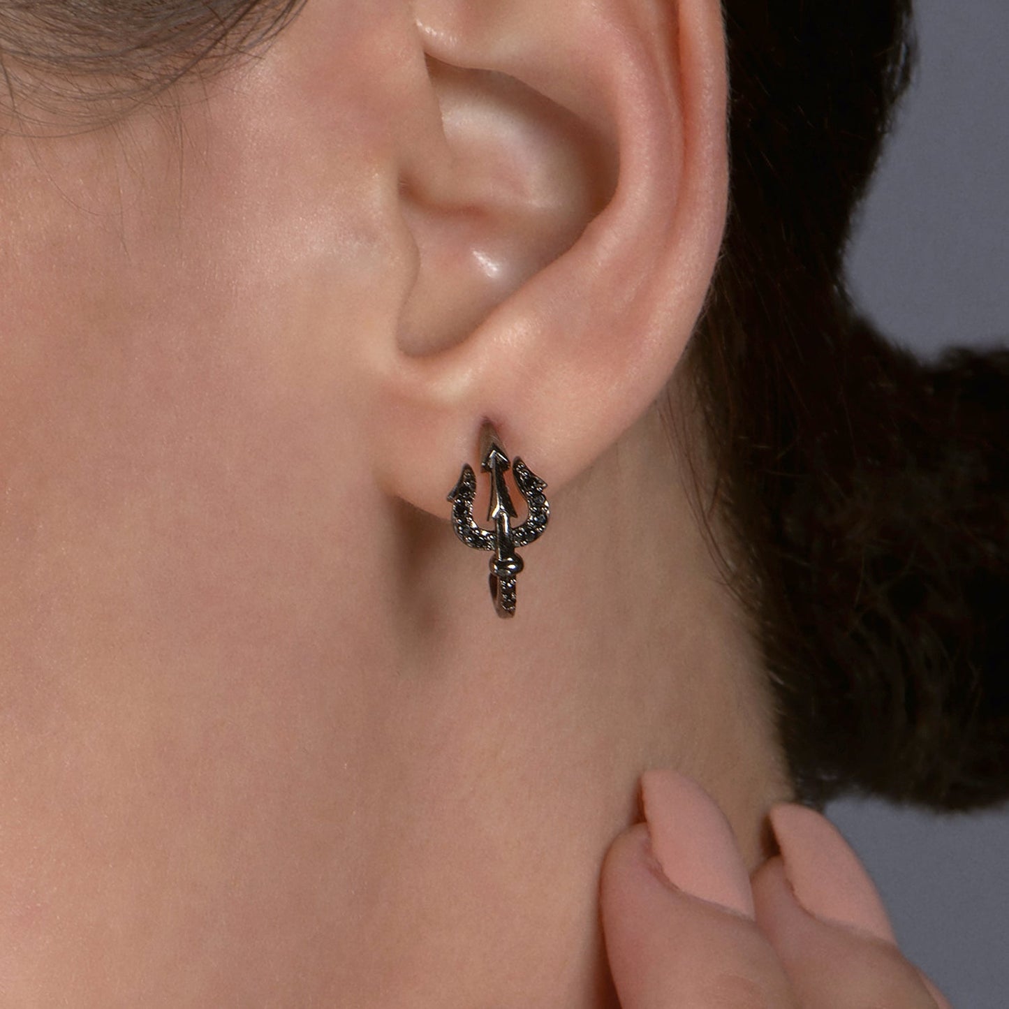 Enchanted Disney Fine Jewelry Black Rhodium Over Sterling Silver with 1/6 CTTW Black Diamonds Ursula Trident Earrings