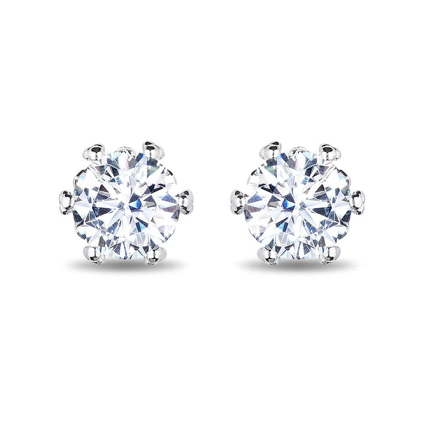 Enchanted Disney Fine Jewelry Sterling Silver with 1/3 CTTW Lab Grown Diamond, Majestic Princess Solitaire Earrings