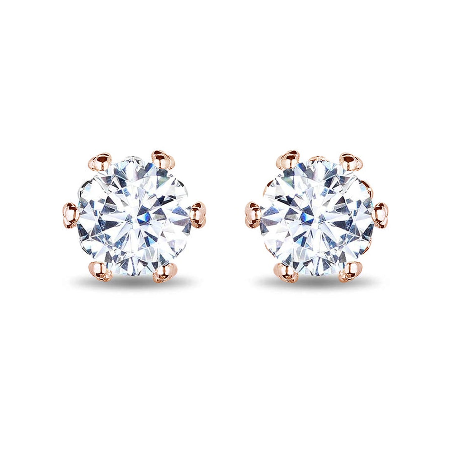 Enchanted Disney Fine Jewelry 14K Rose Gold over Sterling Silver with 1/3 CTTW Lab Grown Diamond, Majestic Princess Solitaire Earrings