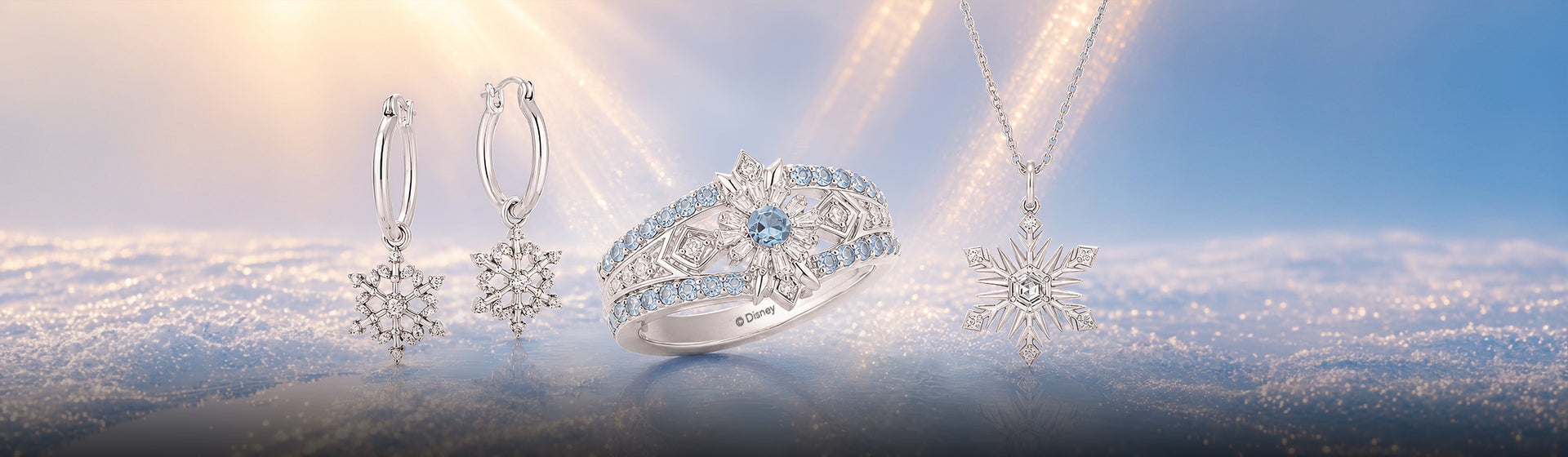 Explore diamond and gemstone earrings inspired by Disney's Elsa Desktop Banner