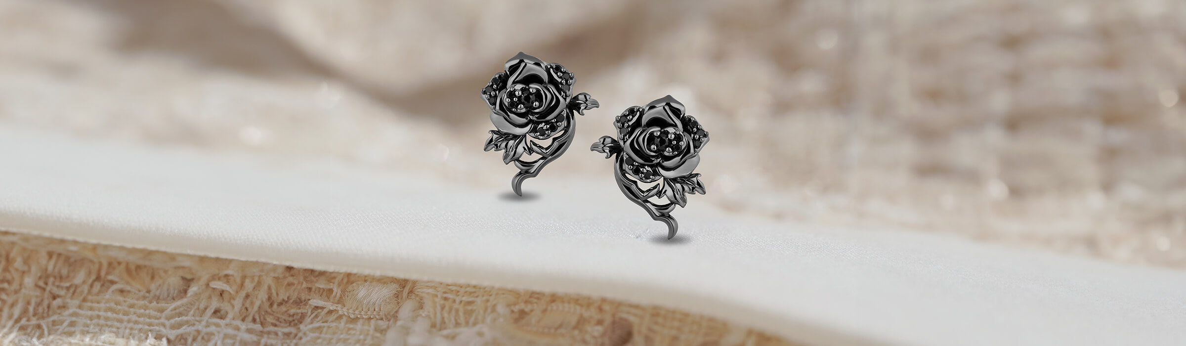 Black Rhodium Diamond Earrings Desktop Banner