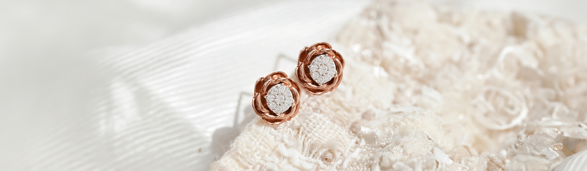 Rose Gold Diamond Earrings Desktop Banner