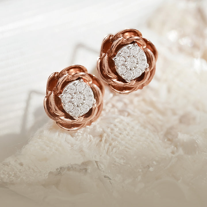 Rose Gold Diamond Earrings Mobile Banner