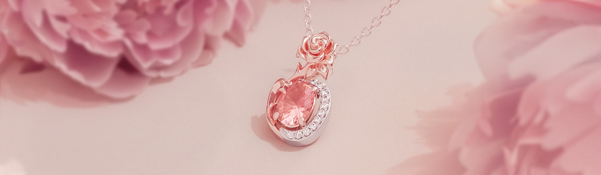 Rose Gold Diamond Pendants & Necklaces Desktop Banner