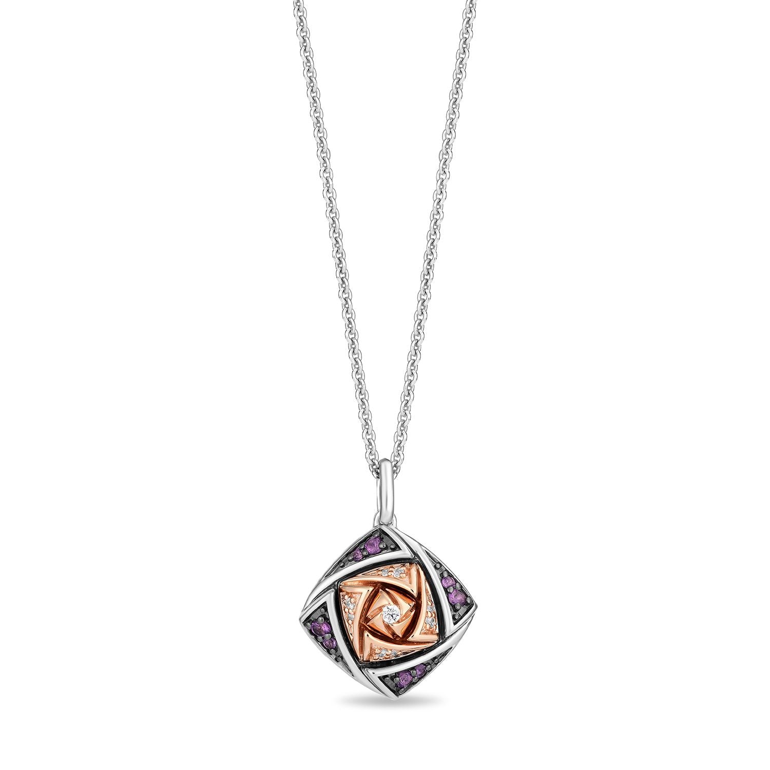 Enchanted Disney Fine Jewelry Sterling Silver and 10K Rose Gold with 1