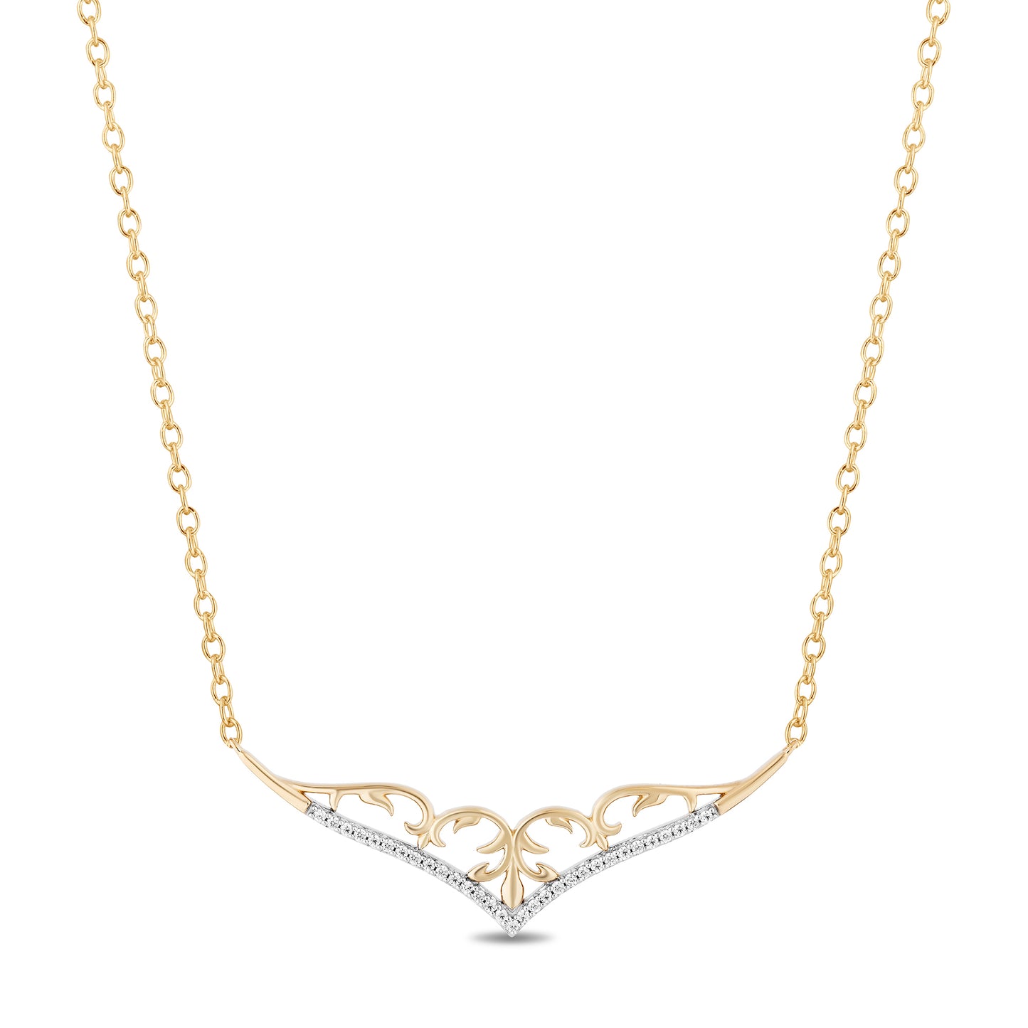Enchanted Disney Fine Jewelry 10K Yellow Gold with 1/10 CTTW Diamonds Jasmine Necklace