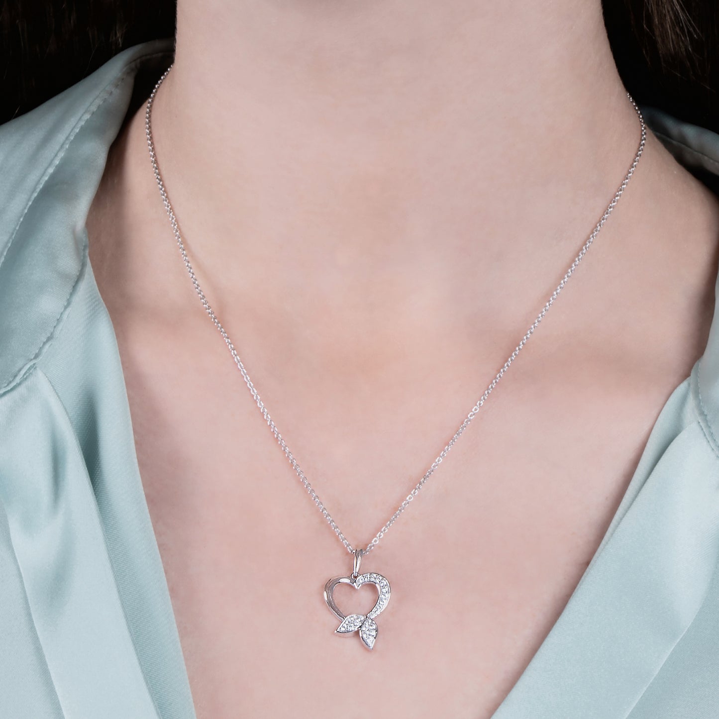 Enchanted Disney Fine Jewelry Sterling Silver with 1/5 CTTW Diamond Ariel Pendant Necklace