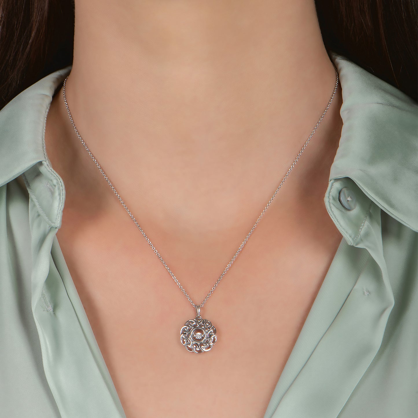 Enchanted Disney Fine Jewelry Sterling Silver Diamond Accent Merida Dancing Pendant Necklace