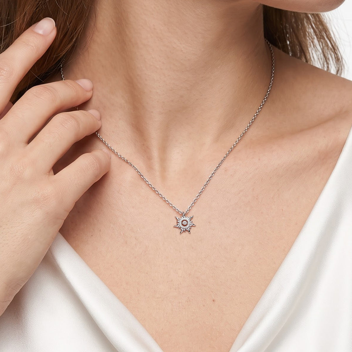 Enchanted Disney Fine Jewelry Sterling Silver with 1/20 CTTW Dancing Diamonds Rapunzel Pendant Necklace