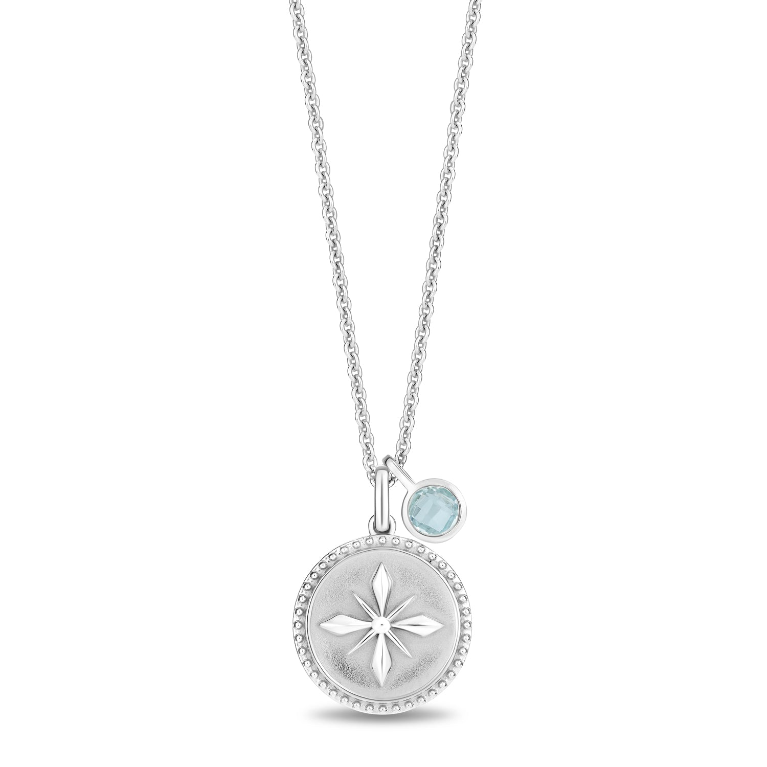 Sterling Silver Blue Topaz Compass Necklace Sterling Silver Blue Topaz Compass Necklace