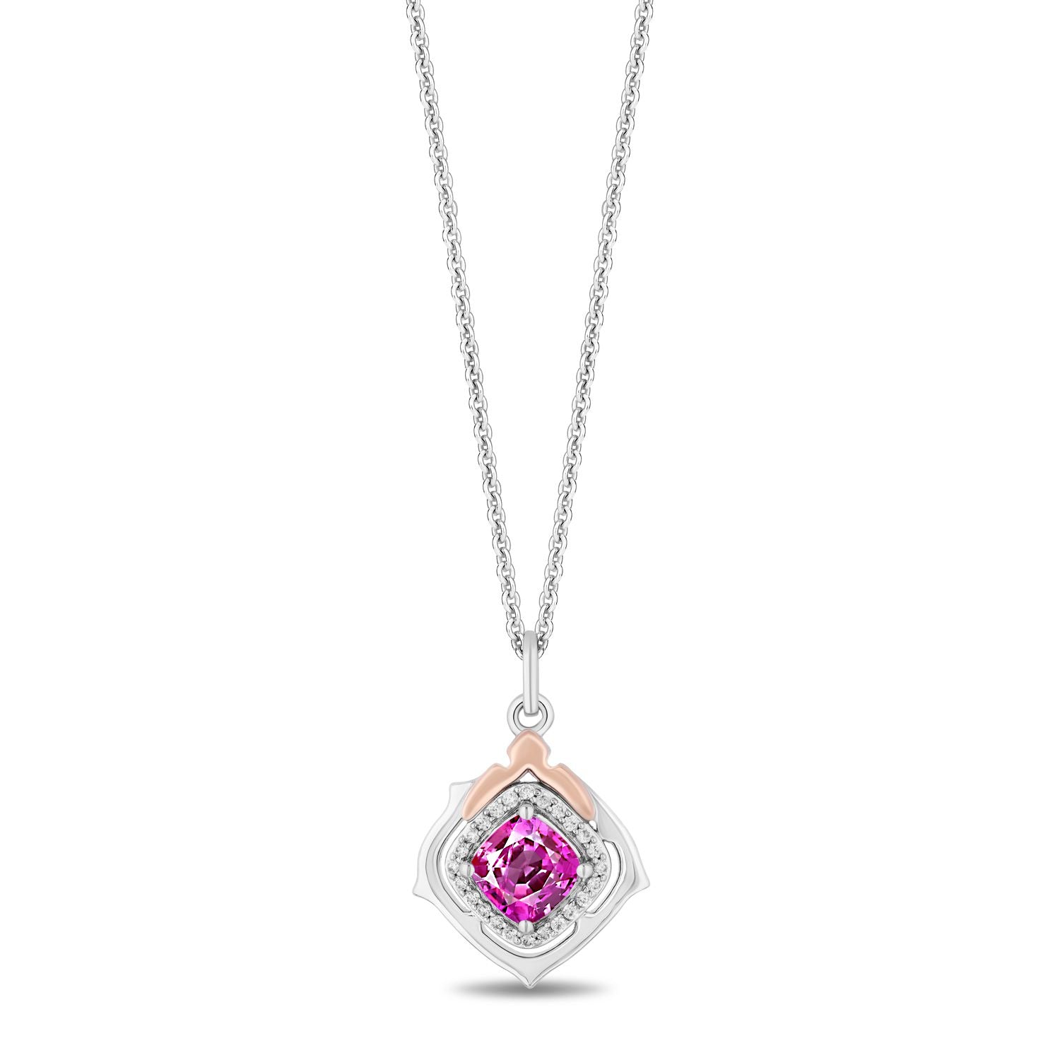 Disney Aurora Inspired Diamonds Created Pink Sapphire Pendant