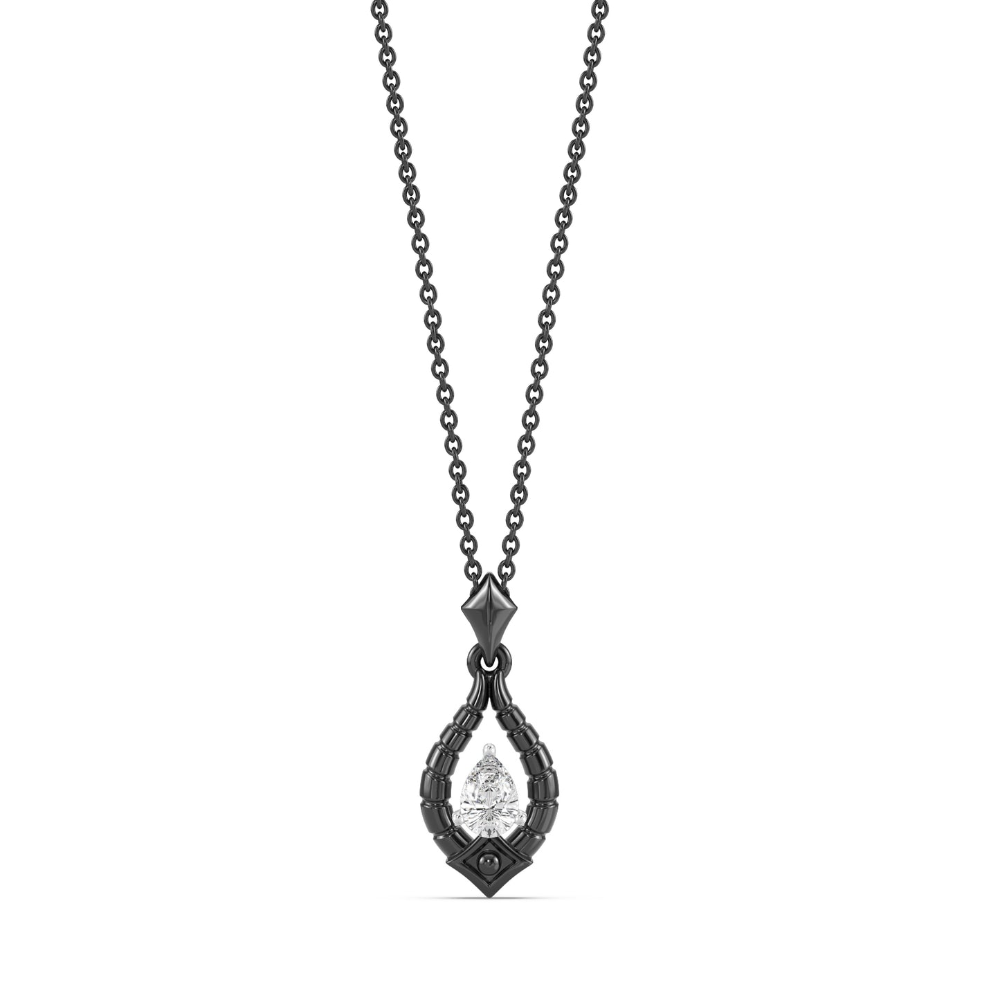 Enchanted Disney Fine Jewelry Black Rhodium over Sterling Silver with 1/20 CTTW Lab Grown Diamond, Disney Villain Maleficent Necklace