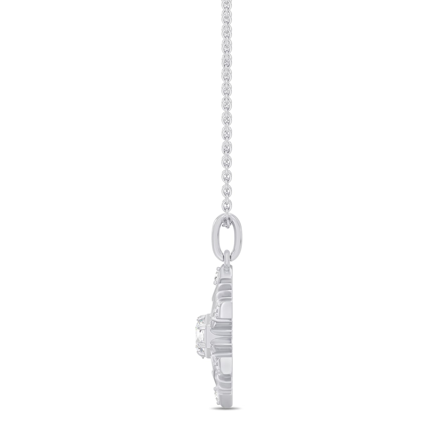 Enchanted Disney Fine Jewelry Sterling Silver with 1/3 CTTW Lab Grown Diamond Disney's Elsa Snowflake Necklace